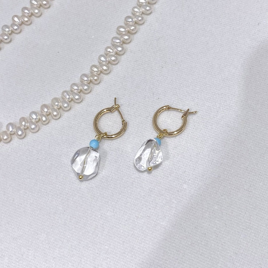 White Crystal Hoop Earring