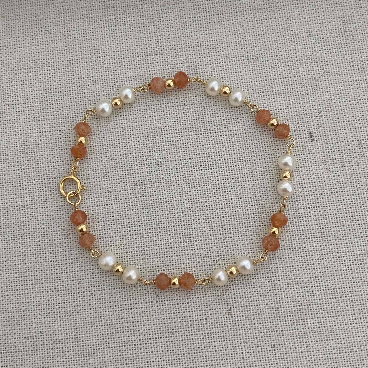 Olivia Peach Moonstone and Freshwater Pearl Bracelet