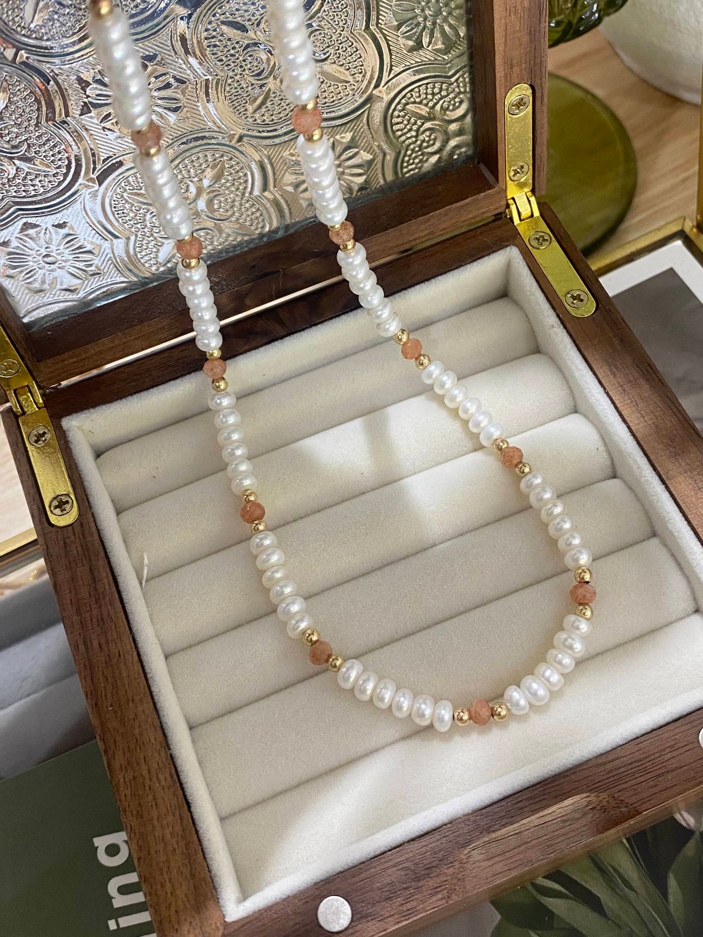 Sunstone Freshwater Pearl Necklace