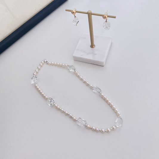 Annabella White Crystal Freshwater Pearl Necklace