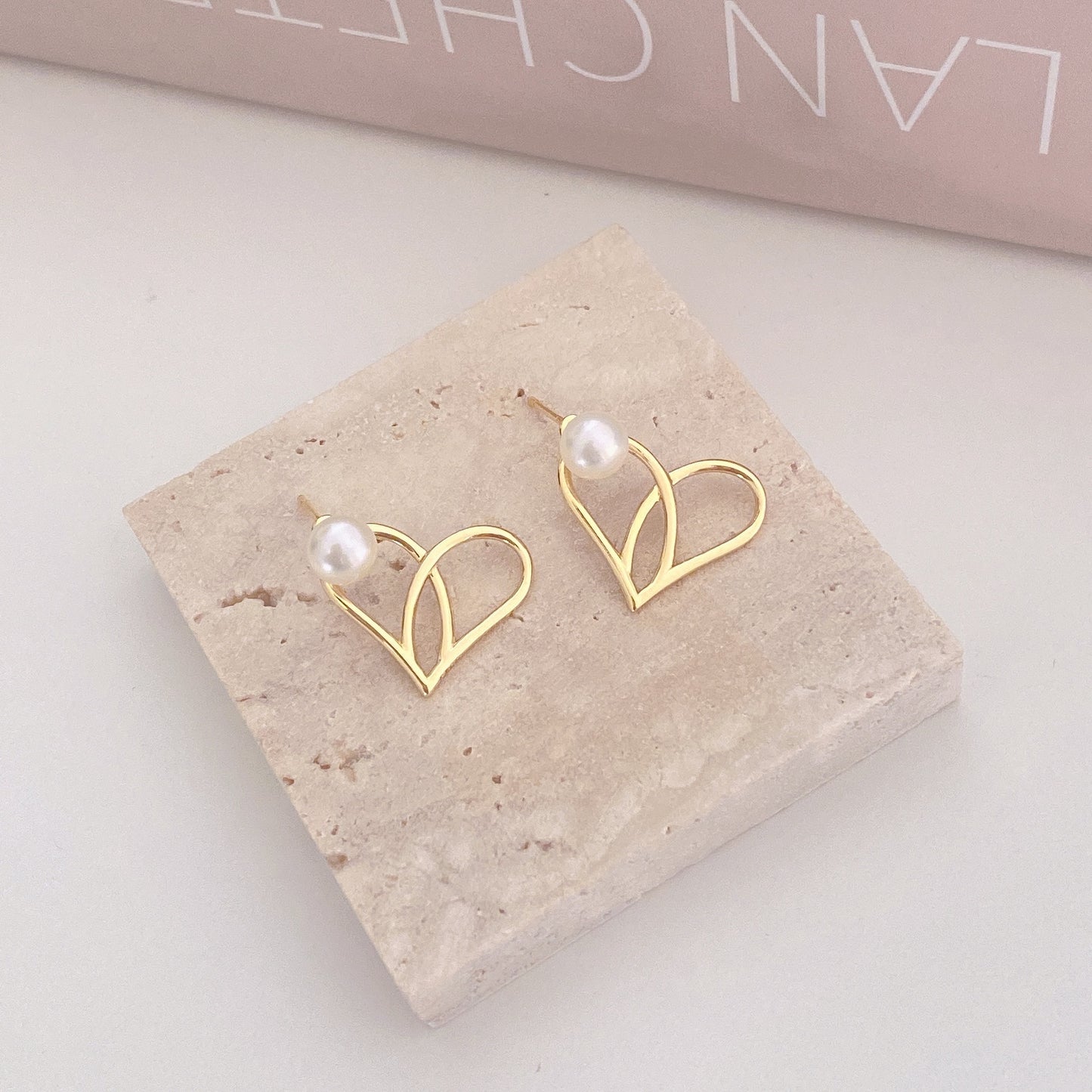 Heart Freshwater Pearl Stud Earring