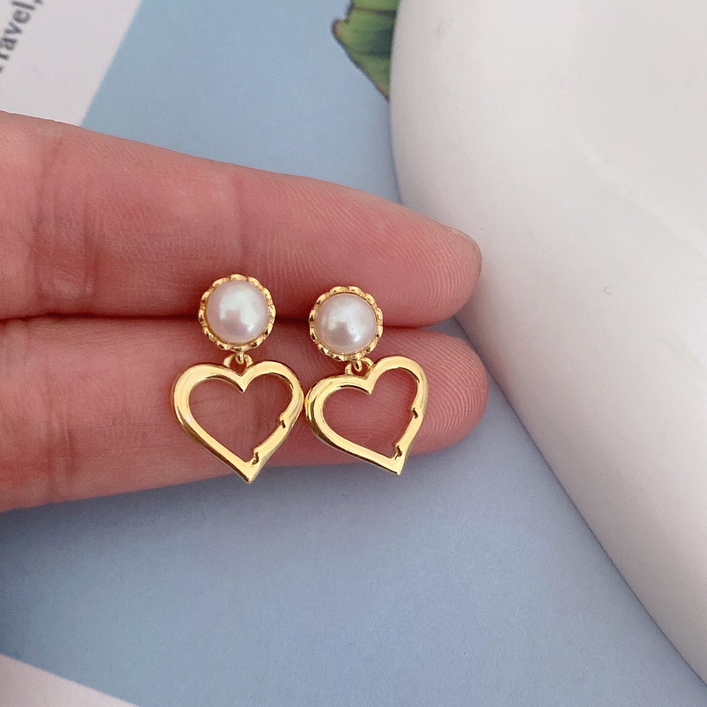 Heart Freshwater Pearl Stud Earring