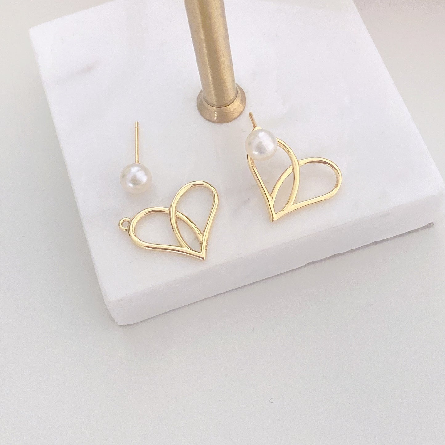 Heart Freshwater Pearl Stud Earring