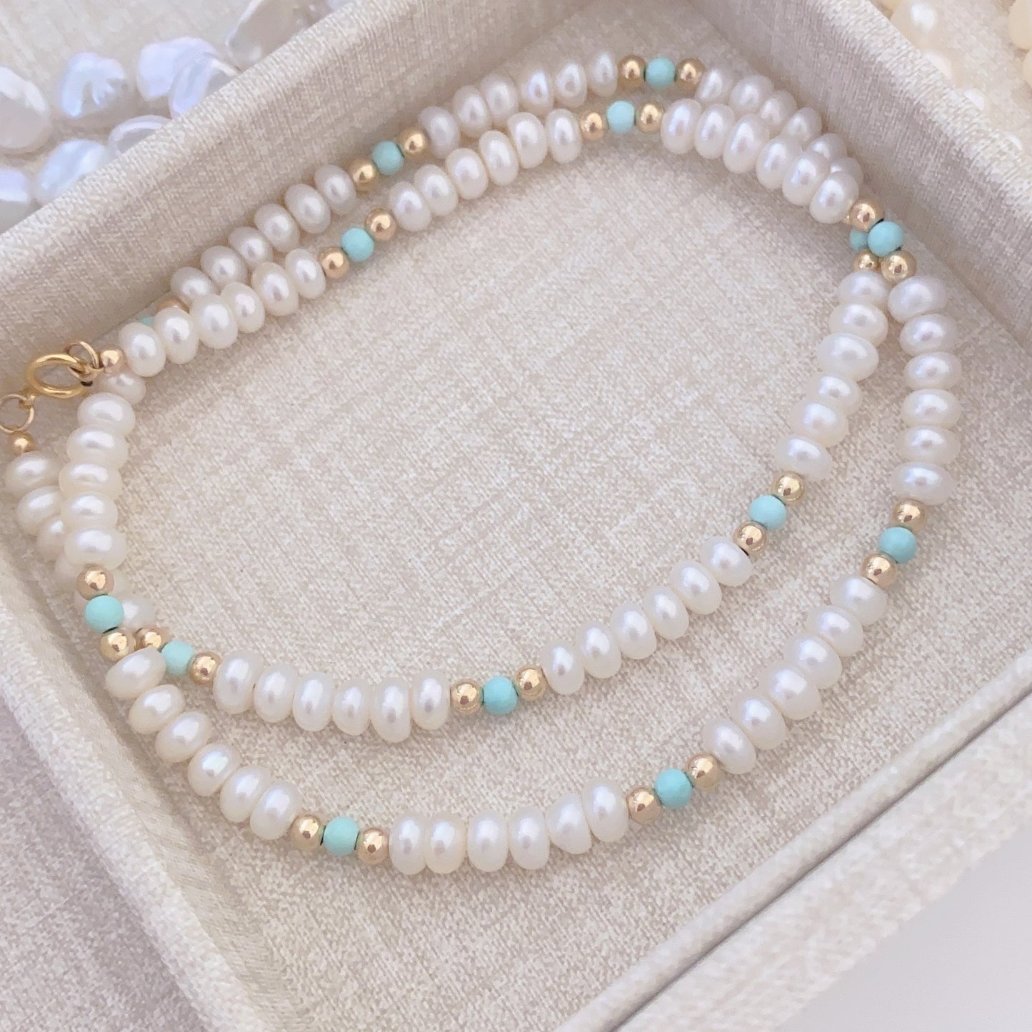 Lyla Turquoise and Freshwater Pearl Necklace