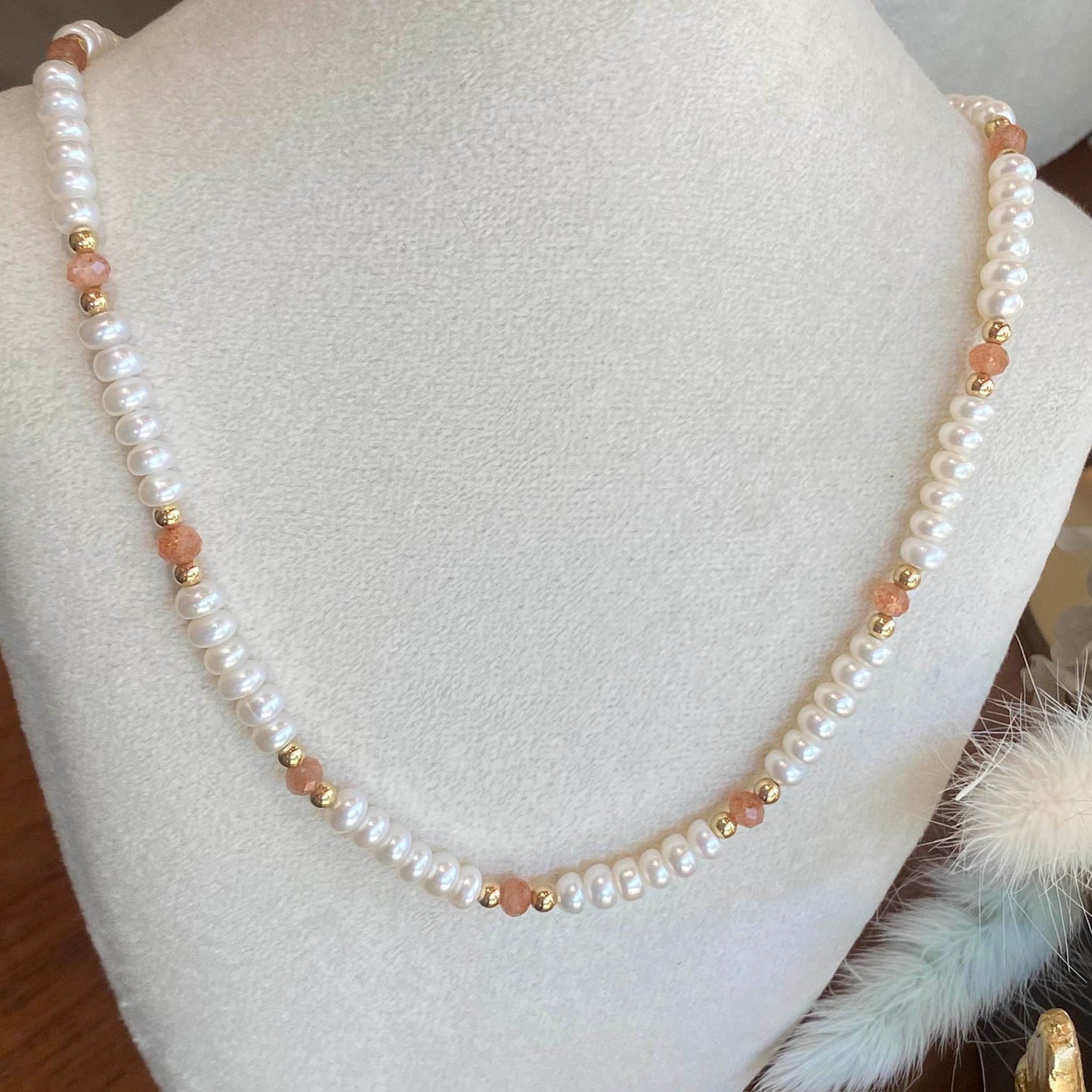 Sunstone Freshwater Pearl Necklace