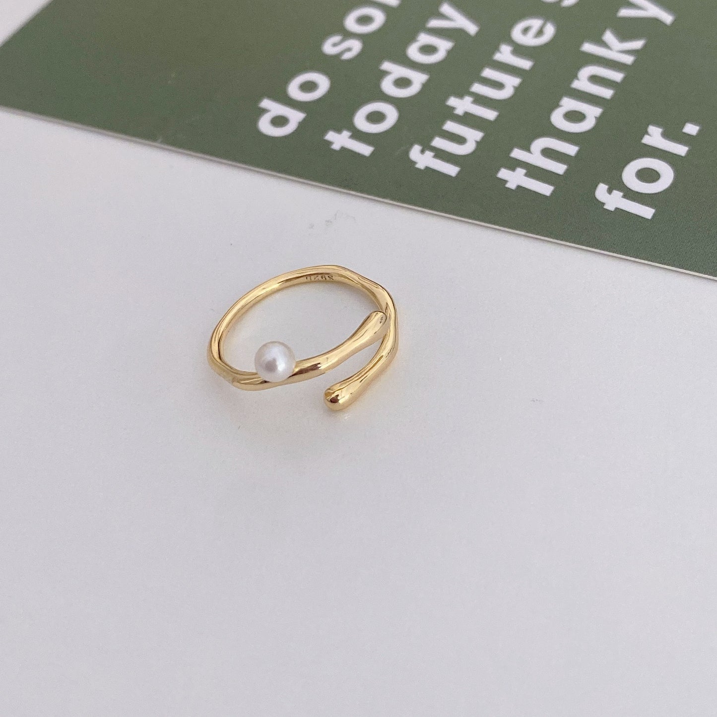 Ring Lexie Mini Gold Plated Silver Freshwater Pearl