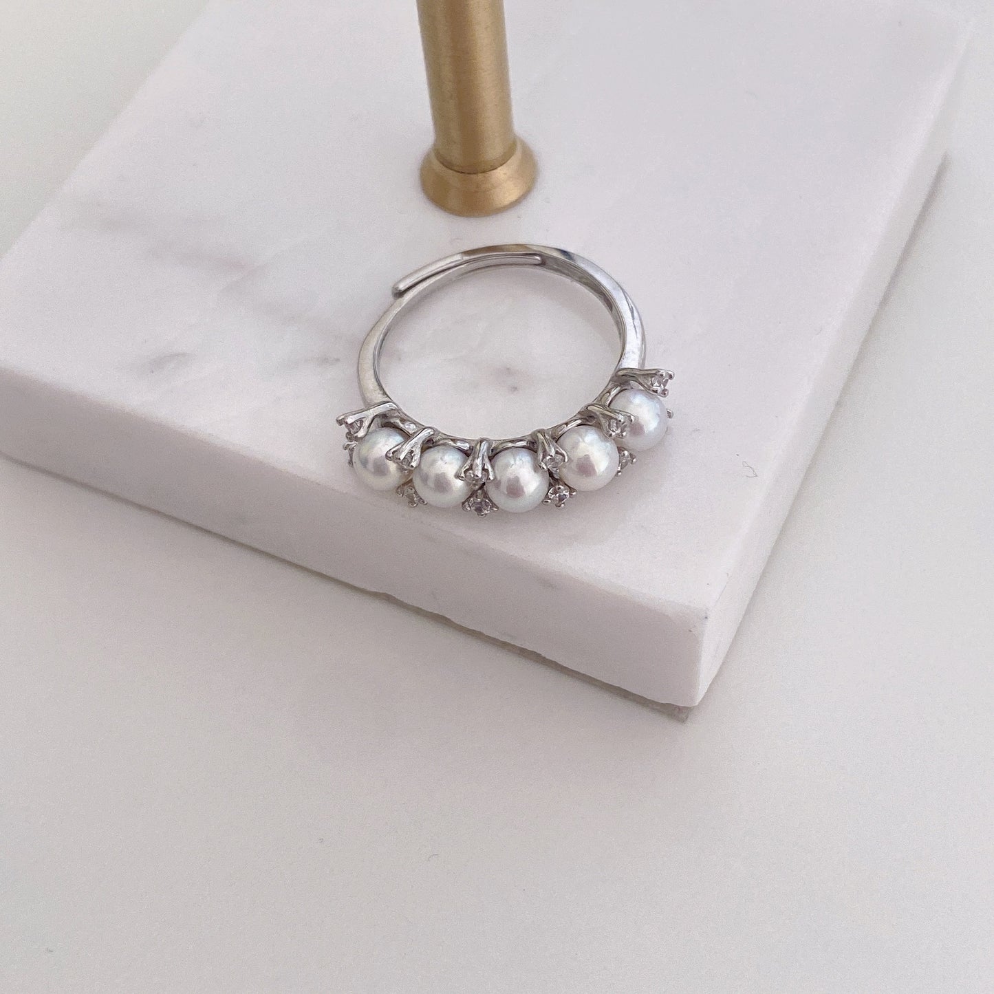 Ring Joyce Ajustable Gold Plated Silver Freshwater Pearl