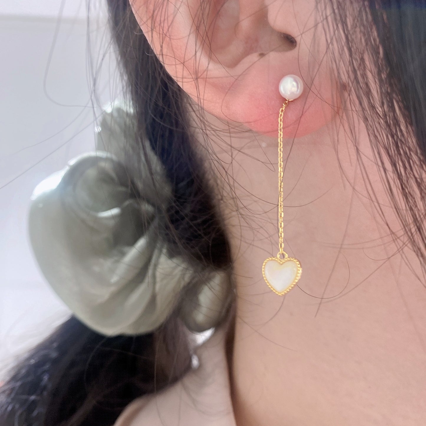 Sariah Heart Freshwater Pearl Earring