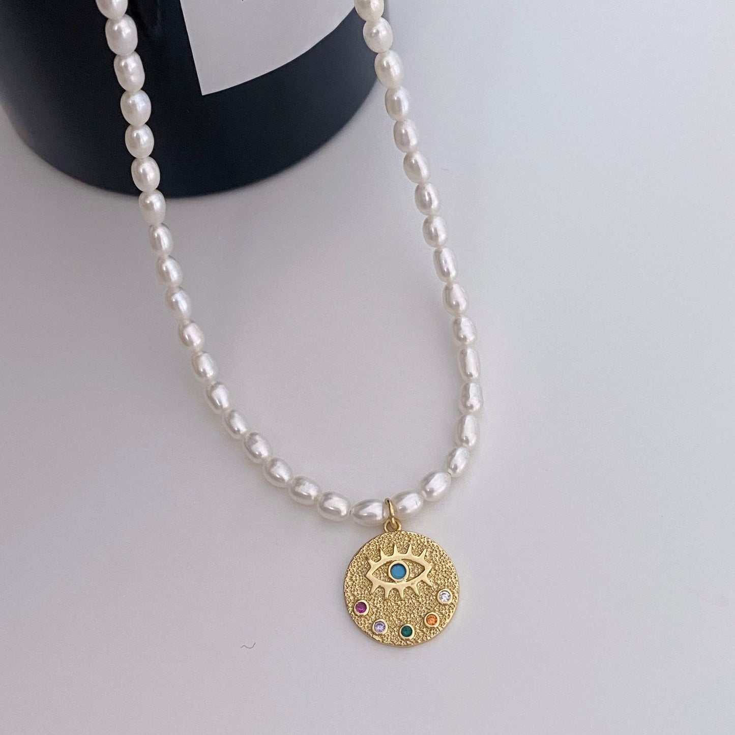 Iris Freshwater Pearl Necklace with Charm