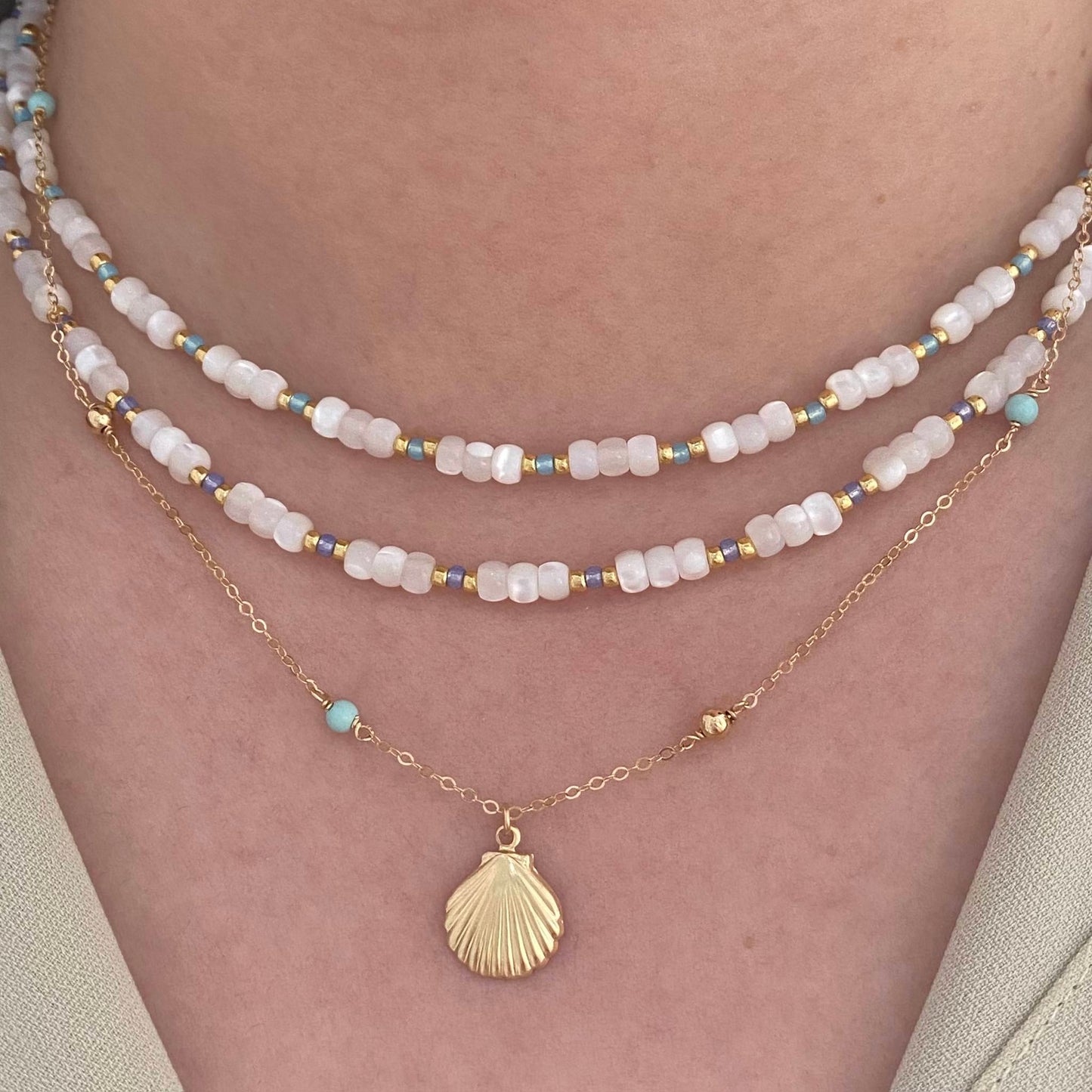 Nova Shell Beaded Necklace