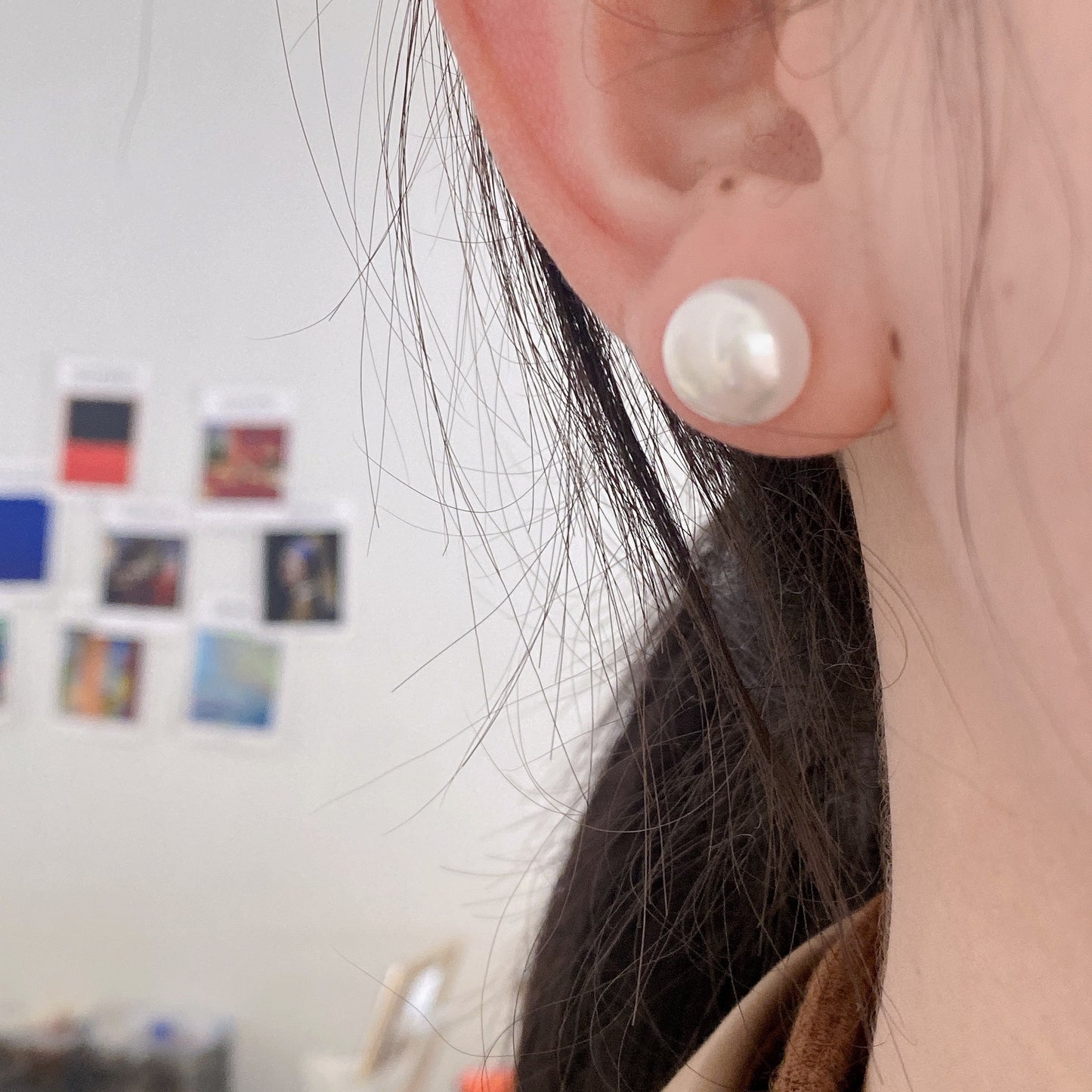 Button Fresshwater Pearl Stud Earring 10.5mm