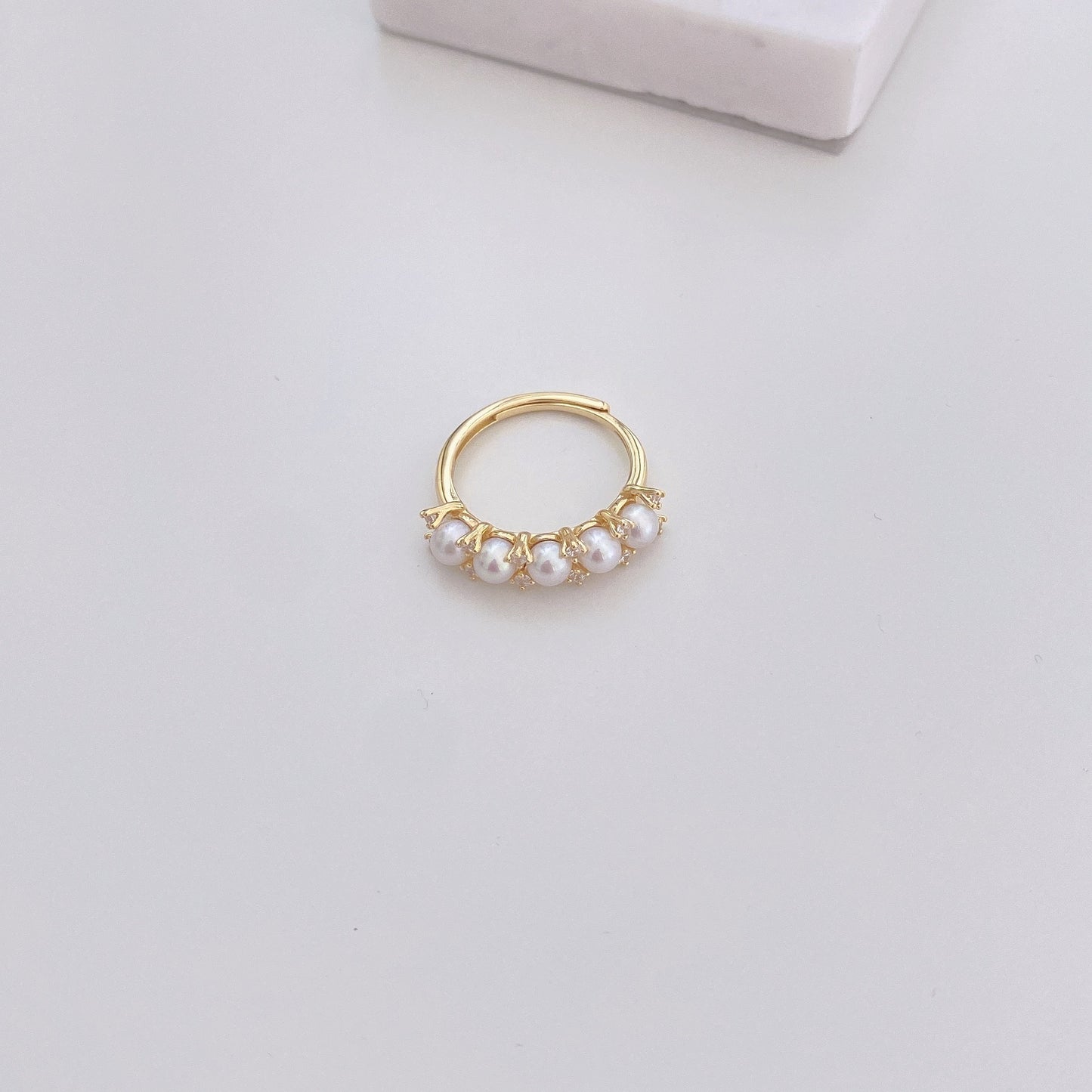 Ring Joyce Ajustable Gold Plated Silver Freshwater Pearl
