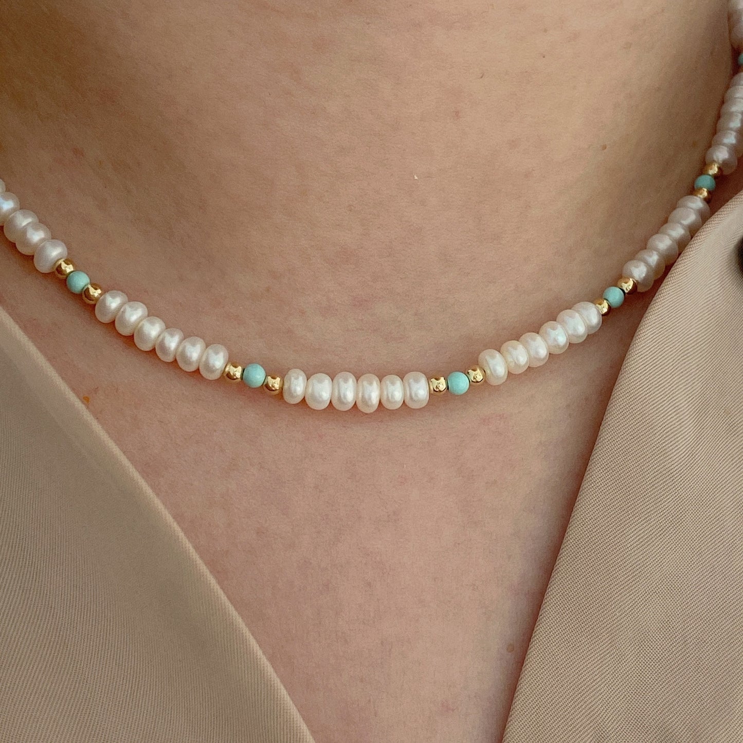 Lyla Turquoise and Freshwater Pearl Necklace