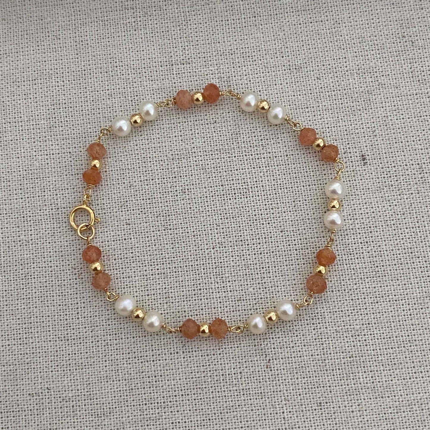 Olivia Peach Moonstone and Freshwater Pearl Bracelet