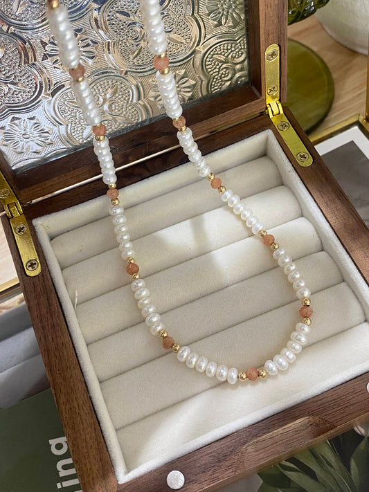 Sunstone Freshwater Pearl Necklace