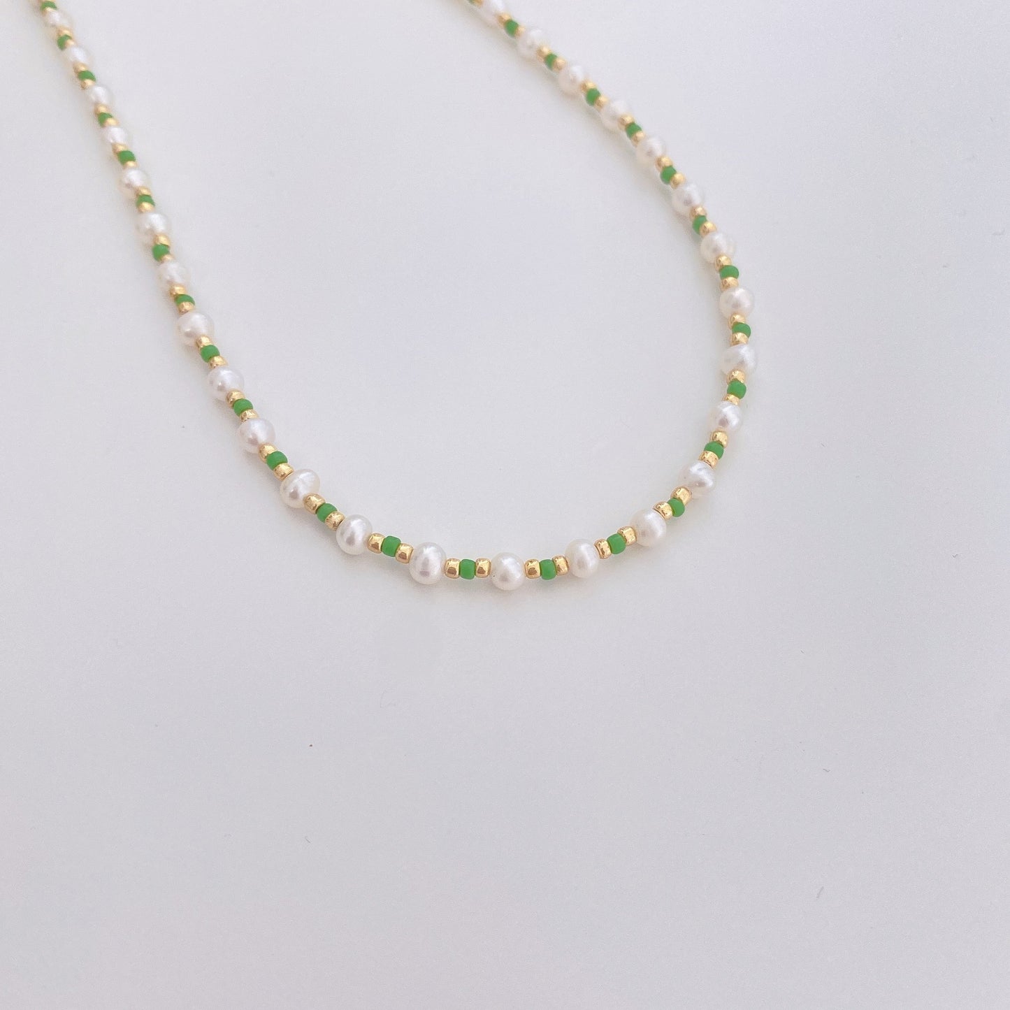 Green Mini Freshwater Pearl Necklace