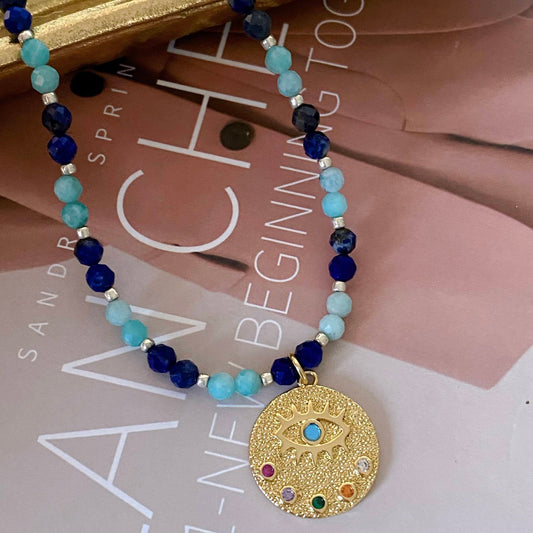 Heidi Turquoise & Lapis lazuli Beaded Necklace
