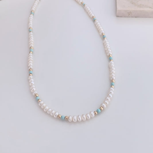 Lyla Turquoise and Freshwater Pearl Necklace