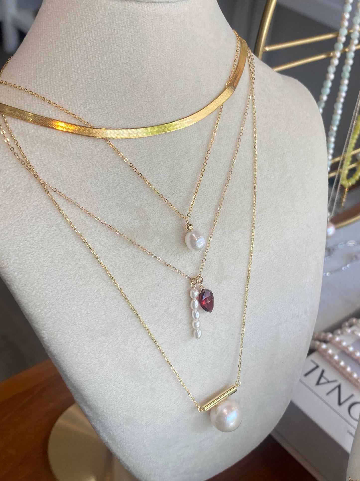 Freya Large Single Freshwater Round Pearl Necklace