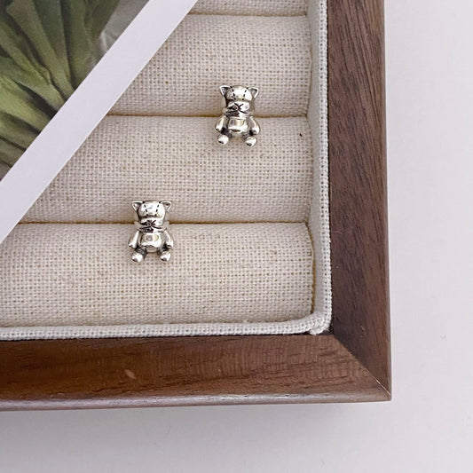 Bear Silver Stud Earring