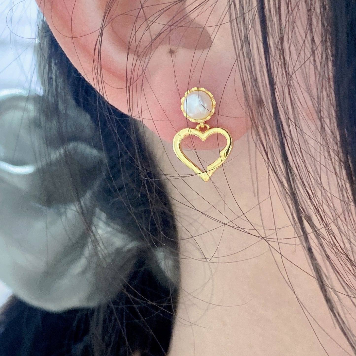 Heart  Freshwater Pearl Stud Earring