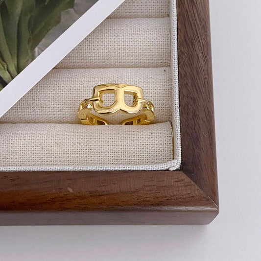 Ring B Adjustable Gold Plated Silver Ring