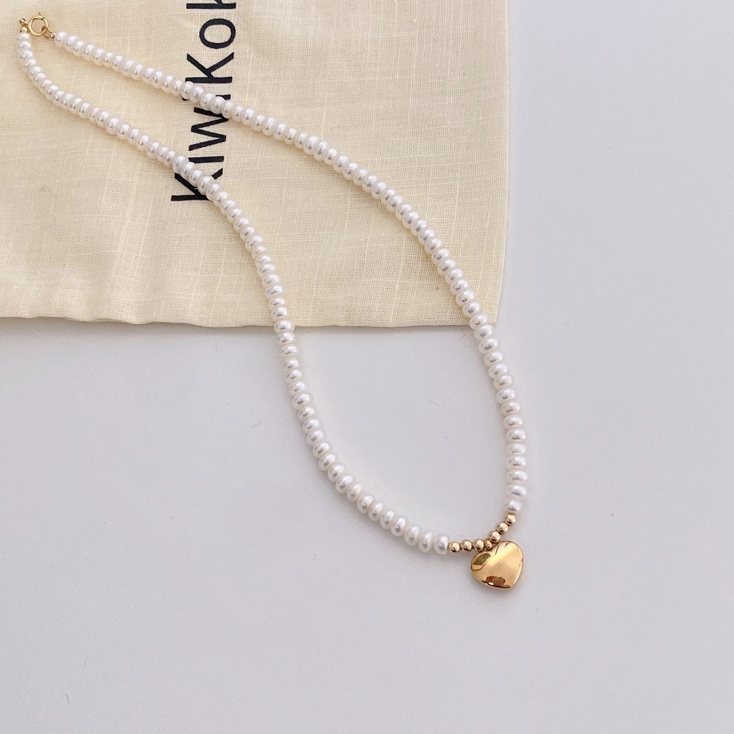 Faye Heart Charm and Freshwater Pearl Necklace